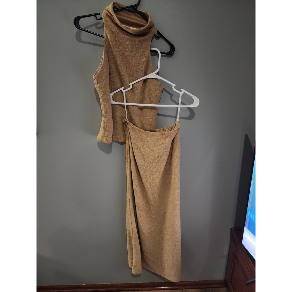Vintage Jessica McClintock Millennium 2000 Boucle Skirt Set Tan 4 USA Made